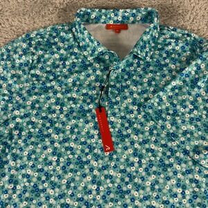 Redvanly Marne Polo Mens XL Curacao Multi Floral Blue Golf Shirt R2514 NEW